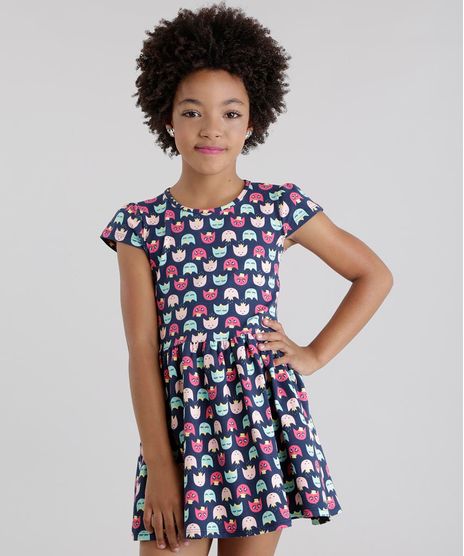 Vestido-Estampado-de-Gatinhos-Azul-Marinho-8644454-Azul_Marinho_1