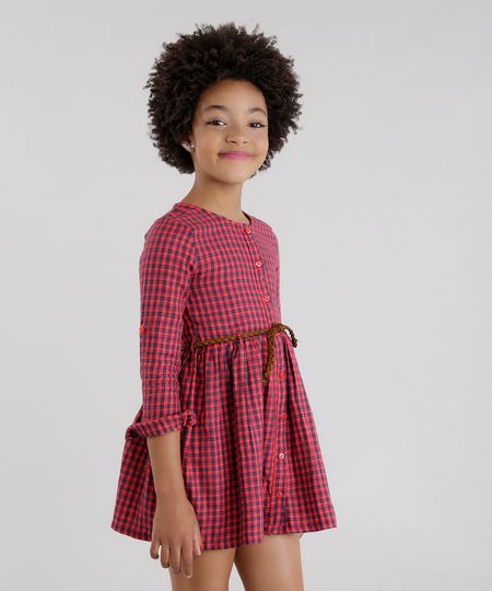 Vestido-Xadrez-com-Cinto-Vermelho-8443111-Vermelho_1