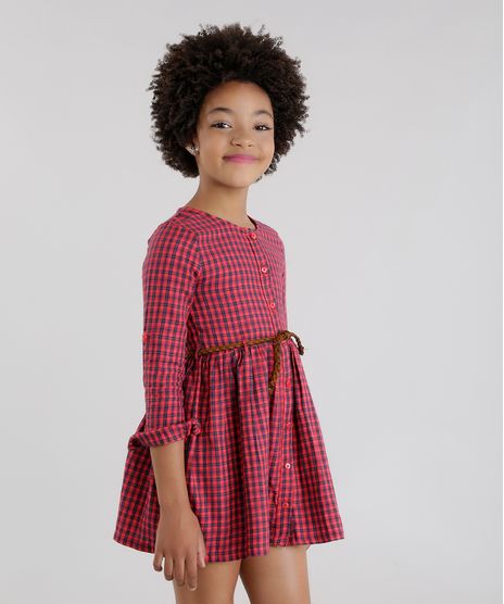 Vestido-Xadrez-com-Cinto-Vermelho-8443111-Vermelho_1