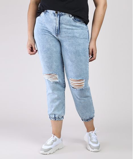 calça jeans com elastico no tornozelo