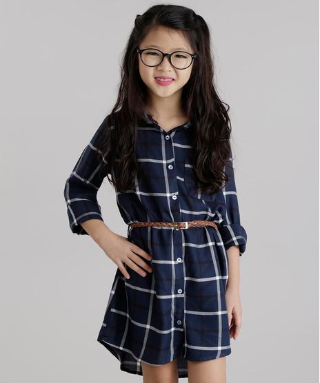Vestido-Chemise-Xadrez-com-Cinto-Azul-Marinho-8631240-Azul_Marinho_1