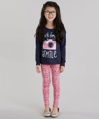 Conjunto--Don-t-Forget-To-Smile--de-Blusa-Azul-Marinho---Calca-Legging-Estampada-Rosa-8628031-Rosa_1