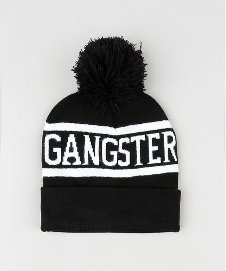Gorro-Masculino--Gangster--em-Trico-com-Pompom-e-Barra-Dobrada-Preto-9801871-Preto_1