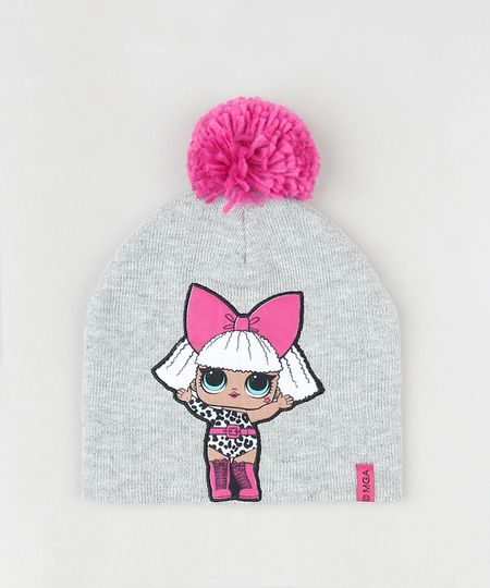 Gorro-Infantil-LOL-Surprise-em-Trico-com-Pompom-9909445-Cinza_1