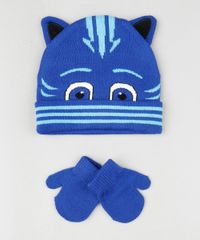 Kit-Infantil-de-Gorro-Menino-Gato-PJ-Masks-com-Orelhas---Luva-em-Trico-Azul-9784979-Azul_1