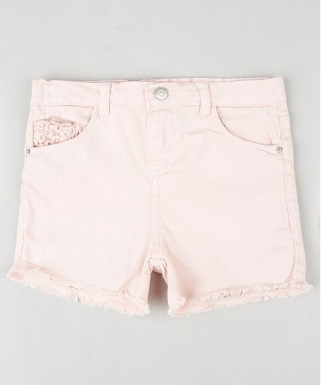 Short-de-Sarja-Infantil-com-Renda-e-Barra-Desfiada-Rosa-Claro-9892617-Rosa_Claro_1