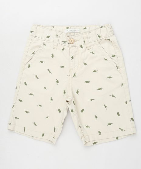 Bermuda-de-Sarja-Infantil-Alfaiatada-Estampada-de-Dinossauros-Kaki-Claro-9944094-Kaki_Claro_1