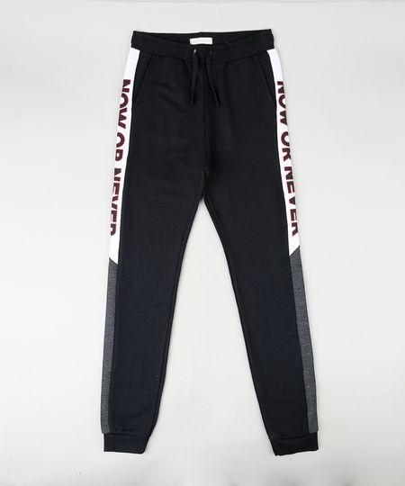 Calca-Infantil--Now-or-Never--em-Moletom-com-Recorte-e-Bolsos-Preta-9873842-Preto_1 Calca-Infantil--Now-or-Never--em-Moletom-com-Recorte-e-Bolsos-Preta-9873842-Preto_1