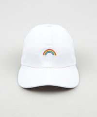 Bone-Masculino-Aba-Curva-com-Bordado-de-Arco-Iris-Branco-9769556-Branco_1