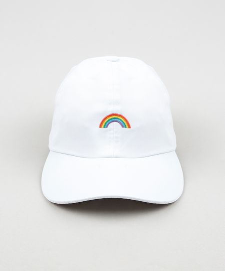 Bone-Masculino-Aba-Curva-com-Bordado-de-Arco-Iris-Branco-9769556-Branco_1