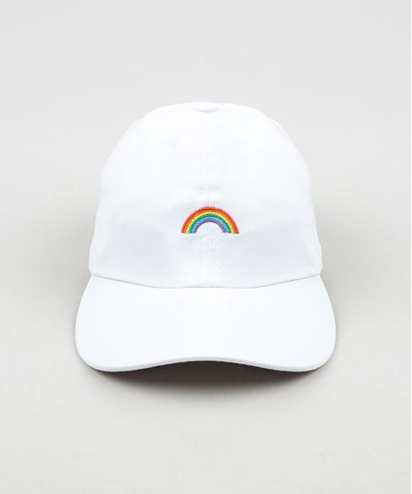 Bone-Masculino-Aba-Curva-com-Bordado-de-Arco-Iris-Branco-9769556-Branco_1