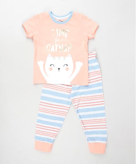 Pijama-Infantil-Gatinho-Manga-Curta-Rosa-9879737-Rosa_1