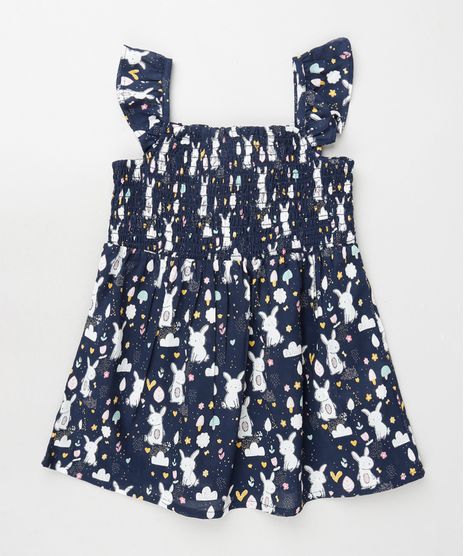 Vestido-Infantil-Estampado-de-Coelhos-com-Lastex-e-Babado-Alca-Media-Azul-Marinho-9796106-Azul_Marinho_1