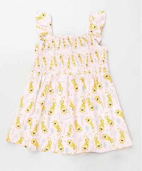 Vestido-Infantil-Estampado-de-Oncinhas-com-Lastex-e-Babado-Alca-Media-Rosa-Claro-9796107-Rosa_Claro_1