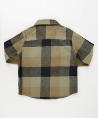 Camisa-Infantil-Estampada-Xadrez-em-Flanela-com-Bolsos-Manga-Longa-Bege-9810806-Bege_2