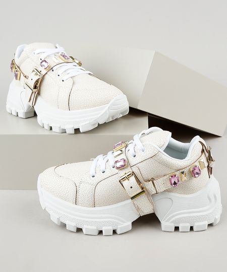 Tenis-Feminino-Oneself-Chunky-com-Pedras-e-Fivela-Bege-9943072-Bege_1 Tenis-Feminino-Oneself-Chunky-com-Pedras-e-Fivela-Bege-9943072-Bege_1