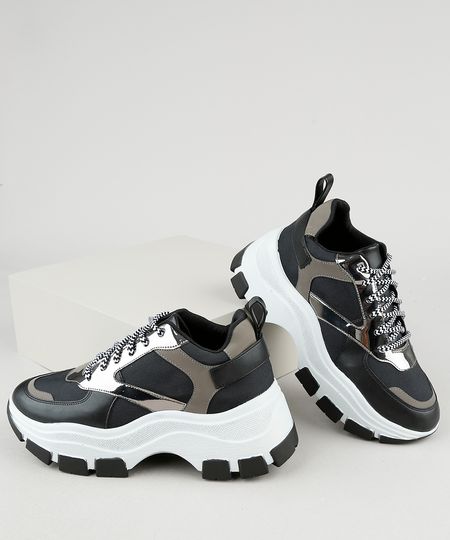 Tenis-Feminino-Oneself-Chunky-com-Recorte-Metalizado-Preto-9943073-Preto_1