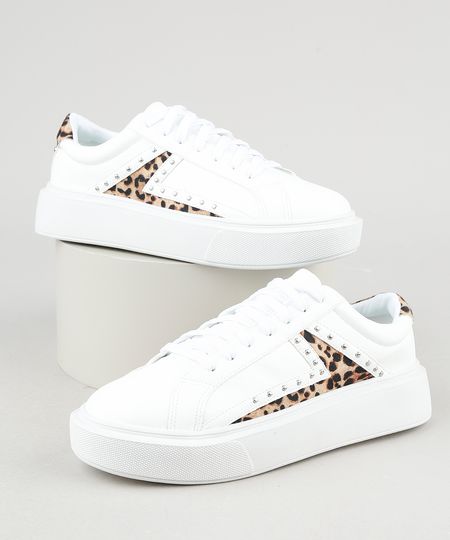 Tenis-Feminino-Oneself-com-Recorte-Animal-Print-Onca-e-Tachas-Branco-9943071-Branco_1