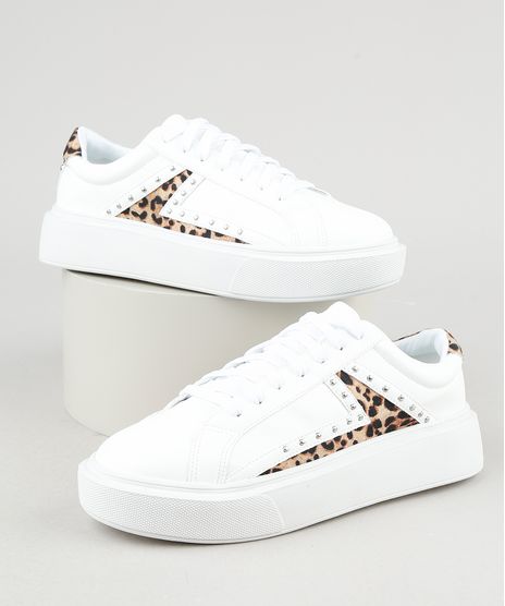 Tenis-Feminino-Oneself-com-Recorte-Animal-Print-Onca-e-Tachas-Branco-9943071-Branco_1