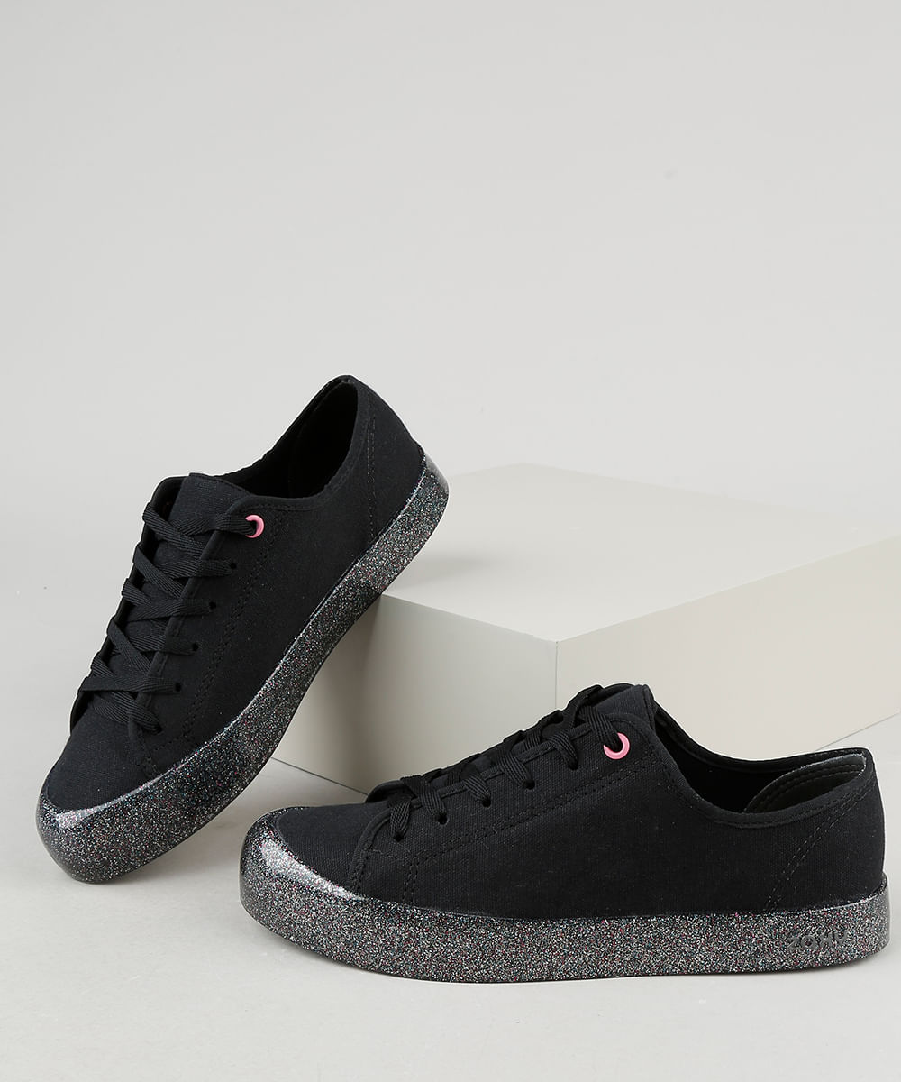 tenis feminino preto com glitter