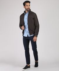 Jaqueta-Masculina-Acolchoada-em-Nylon-com-Bolsos-Gola-Alta-Marrom-Escuro-9812441-Marrom_Escuro_3
