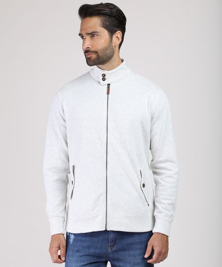 Jaqueta-Masculina-em-Moletom-com-Bolsos-Gola-Alta-Cinza-Mescla-Claro-9789896-Cinza_Mescla_Claro_1