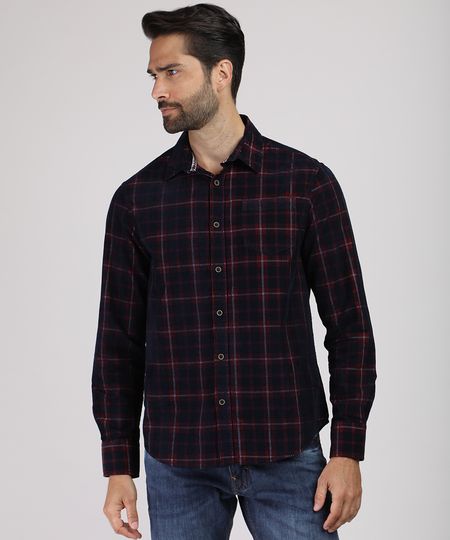 Camisa-Masculina-Comfort-Estampada-Xadrez-em-Flanela-com-Bolso-Manga-Longa-Azul-Marinho-9809554-Azul_Marinho_1