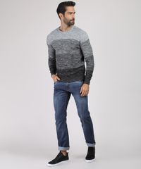 Sueter-Masculino-Degrade-Listrado-em-Trico-Gola-Careca--Cinza-Mescla-Claro-9801196-Cinza_Mescla_Claro_3