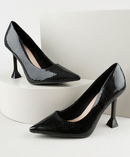 Scarpin-Feminino-Oneself-Bico-Fino-Salto-Taca-Texturizado-Cobra-Preto-9944706-Preto_1