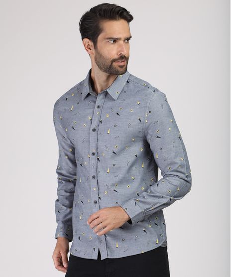 Camisa-Masculina-Comfort-Estampada-Mini-Print-de-Bandeiras-Manga-Longa-Cinza-Mescla-9812223-Cinza_Mescla_1