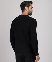 Sueter-Masculino-em-Trico-Texturizado-Gola-Careca-Preto-9821908-Preto_2