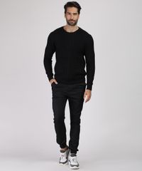 Sueter-Masculino-em-Trico-Texturizado-Gola-Careca-Preto-9821908-Preto_3