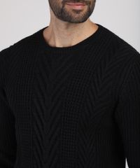 Sueter-Masculino-em-Trico-Texturizado-Gola-Careca-Preto-9821908-Preto_4