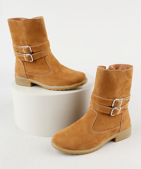 Bota-Infantil-Palomino-Cano-Medio-em-Suede-com-Fivelas-Bege-9926411-Bege_1