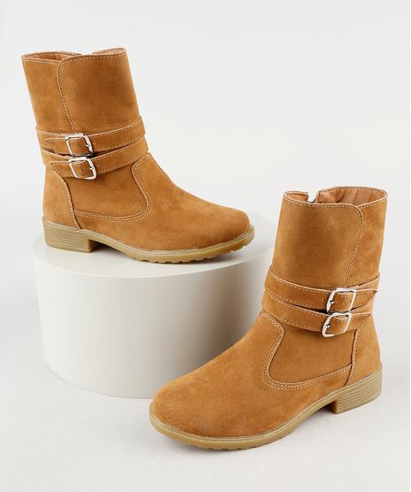 Bota-Infantil-Palomino-Cano-Medio-em-Suede-com-Fivelas-Bege-9926411-Bege_1