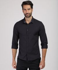 Camisa-Masculina-Slim-Estampada-Mini-Print-Manga-Longa-Preta-9817471-Preto_1
