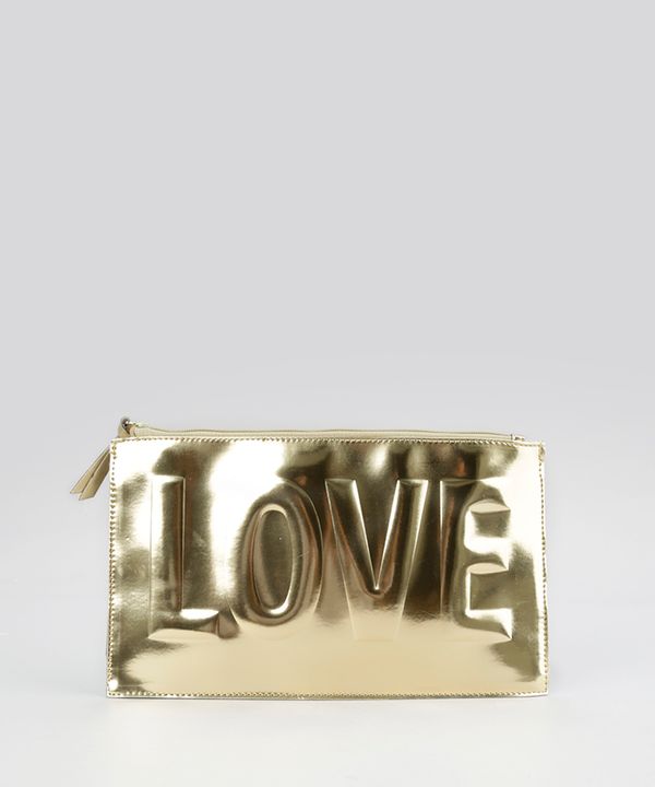 Nécessaire "LOVE" Metalizada Dourada Único