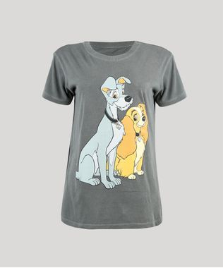 T-Shirt-Feminina-Mindset-A-Dama-e-o-Vagabundo-Manga-Curta-Decote-Redondo-Chumbo-9946728-Chumbo_1