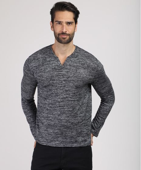 Sueter-Masculino-em-Trico-Gola-Portuguesa-Cinza-Mescla-Escuro-9782361-Cinza_Mescla_Escuro_1