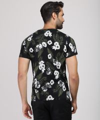 Camiseta-Masculina-Slim-Estampada-Floral-com-Caveira-Manga-Curta-Gola-Careca-Preta-9607369-Preto_2