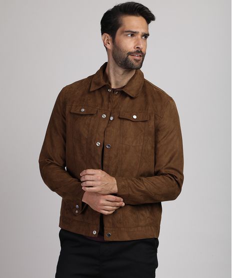 Jaqueta-Masculina-Slim-em-Suede-com-Bolsos-Caramelo-9783164-Caramelo_1