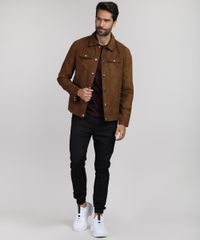Jaqueta-Masculina-Slim-em-Suede-com-Bolsos-Caramelo-9783164-Caramelo_3