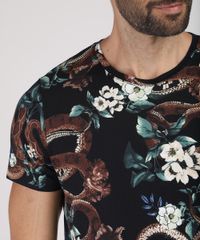 Camiseta-Masculina-Slim-Estampada-Floral-com-Cobra-Manga-Curta-Gola-Careca-Preta-9660830-Preto_4