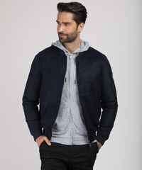 Jaqueta-Bomber-Masculina-Slim-Acolchoada-em-Suede-com-Nylon-e-Bolsos-Azul-Escuro-9816121-Azul_Escuro_1