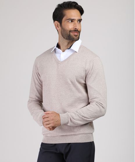 Sueter-Masculino-em-Trico-Gola-V-Kaki-9784342-Kaki_1