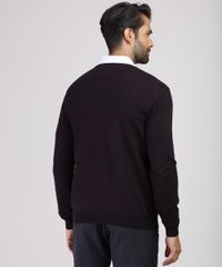 Sueter-Masculino-em-Trico-Gola-V-Vinho-9784342-Vinho_2