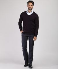 Sueter-Masculino-em-Trico-Gola-V-Vinho-9784342-Vinho_3