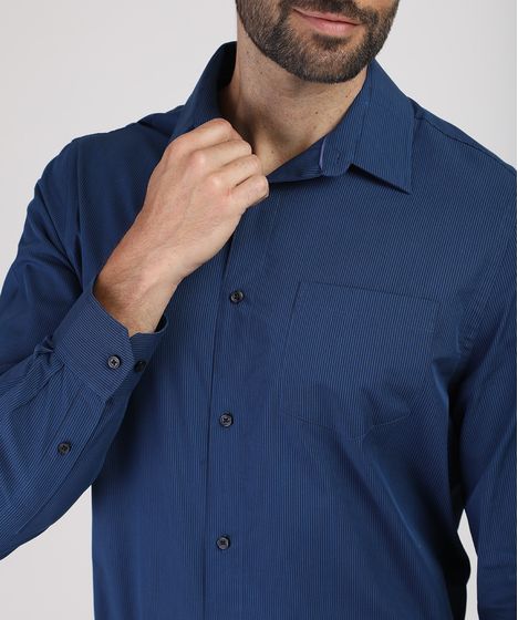 camisa social masculina azul marinho