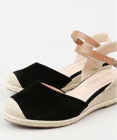 espadrille anabela via uno em suede feminina