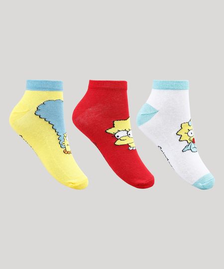 Kit-de-3-Meias-Femininas-Os-Simpsons-Multicor-9856789-Multicor_1